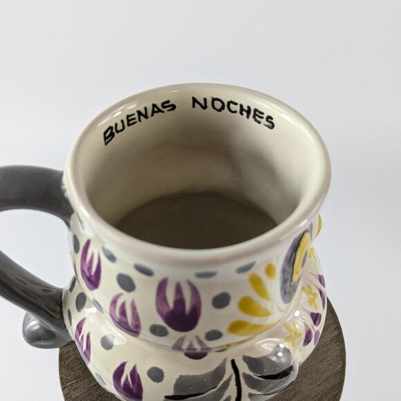 Handpainted Owl Coffee Mug Tea Majolica Purple Gray Owl Good Night Sweet Dreams - Picture 5 of 9